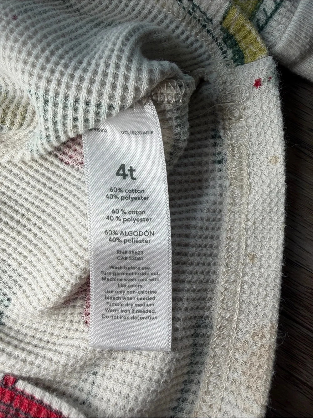 Carter’s Train Design Two Piece Long Sleeve Waffle Knit Pajama Set Boy’s Size 4T